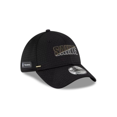 Black New Orleans Saints Hat - New Era NFL Official Summer Sideline 39THIRTY Stretch Fit Caps USA7540681